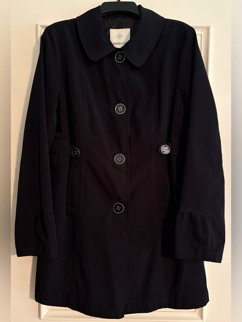 Weather Tamer Women's Black Classic Button-Front Coat